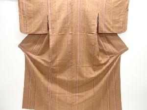 縞織り出し手織り真綿紬単衣着物